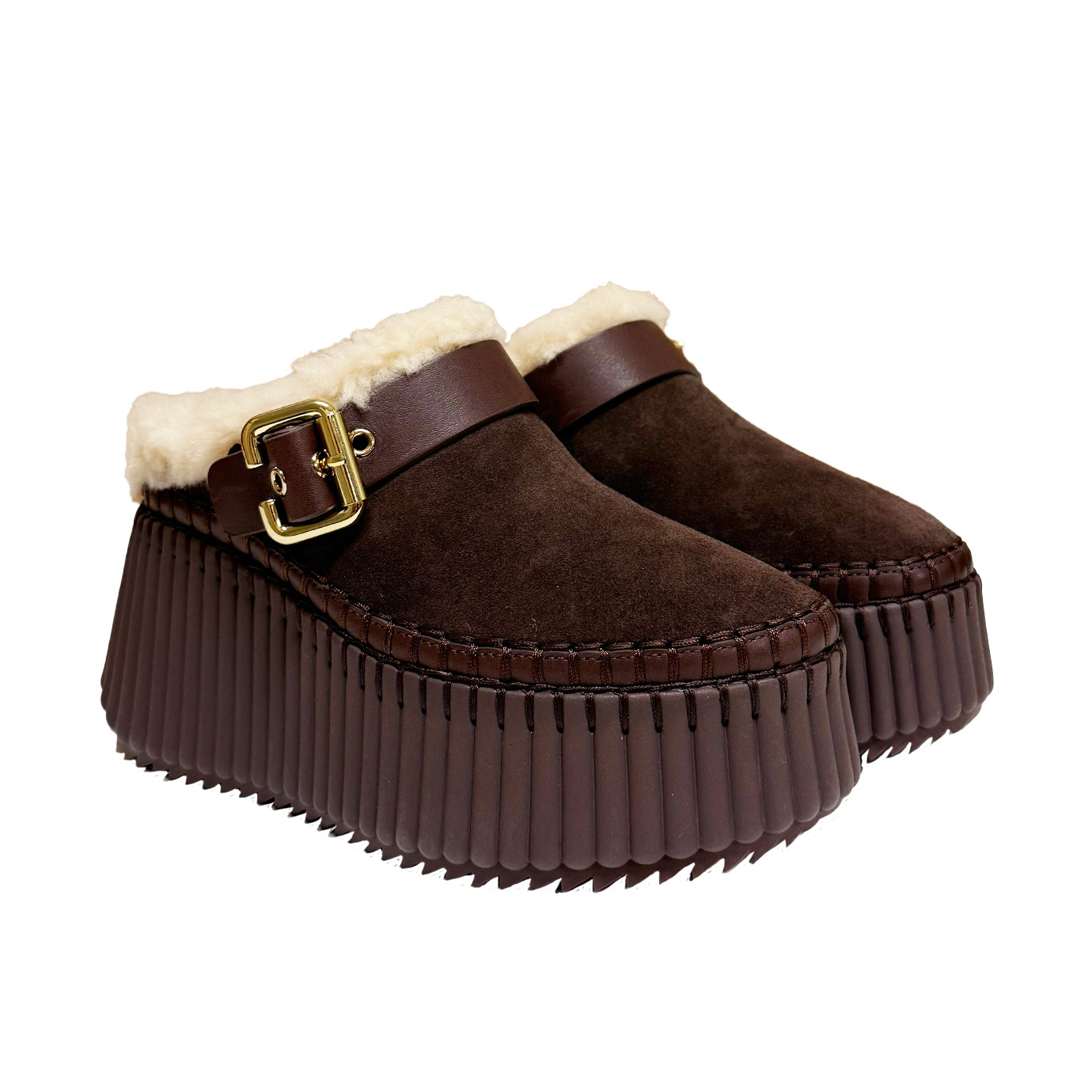 Visuel 2 : Collection Chloé Bordeaux | Mule compensée Nama marron | Boutique Parenthese Bordeaux