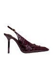 Visuel 1 : Collection Jacquemus Bordeaux | Les slingbacks en cuir effet croco burgundy| Parenthese Bordeaux