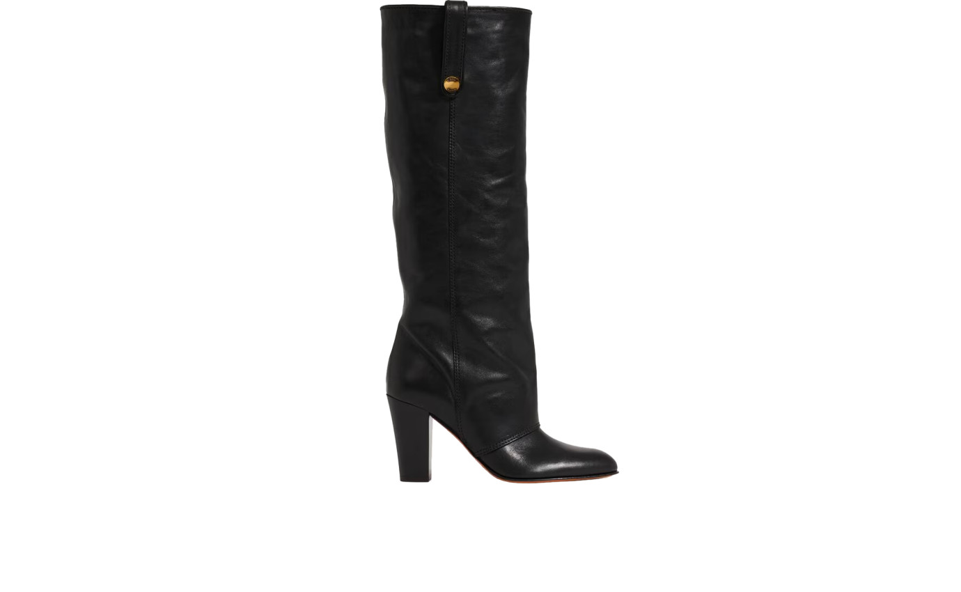 Visuel 1 : Collection Jimmy Choo Bordeaux | Botte Anouk en cuir noir| Chaussures de luxe Parenthese Bordeaux