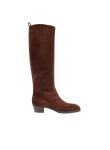 Visuel 1 : Collection Jimmy Choo Bordeaux | Botte Mave en veau velours chocolat| Chaussures de luxe Parenthese Bordeaux