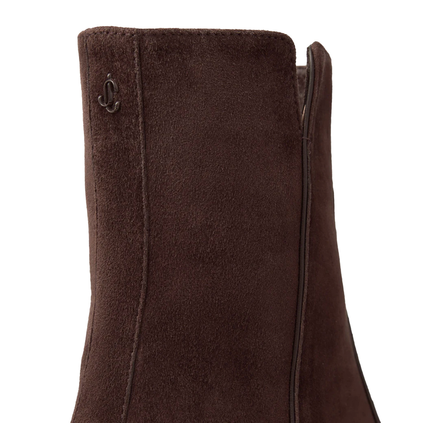 Visuel 3 : Collection Jimmy Choo Bordeaux | Boots Eliot en veau velours chocolat| Chaussures de luxe Parenthese Bordeaux