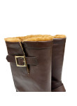Visuel 4 : Collection Jimmy Choo Bordeaux | Boots Biker en cuir marron et shearling| Chaussures de luxe Parenthese Bordeaux