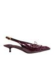 Visuel 1 : Collection Jacquemus Bordeaux | Les slingbacks basses en cuir effet croco burgundy| Parenthese Bordeaux