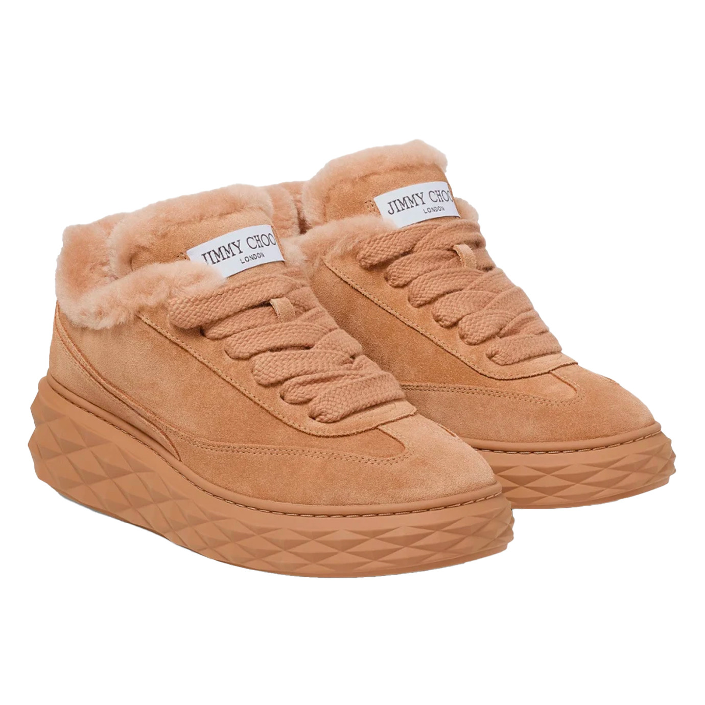 Visuel 2 :  Jimmy Choo Bordeaux | Sneaker Diamond Maxi en shearling toffee | Boutique de chaussures de Luxe Parenthese Bordeaux