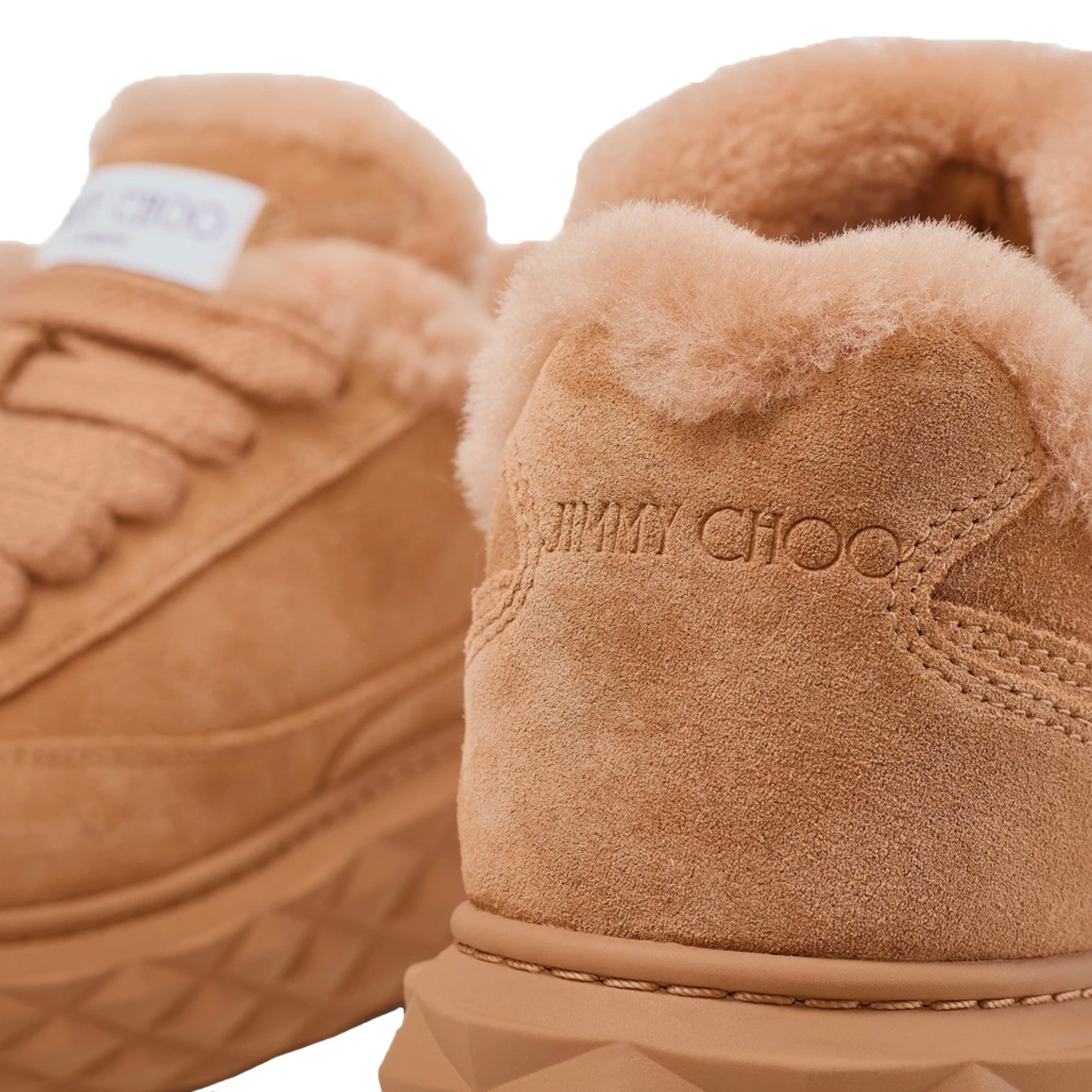 Visuel 3 :  Jimmy Choo Bordeaux | Sneaker Diamond Maxi en shearling toffee | Boutique de chaussures de Luxe Parenthese Bordeaux