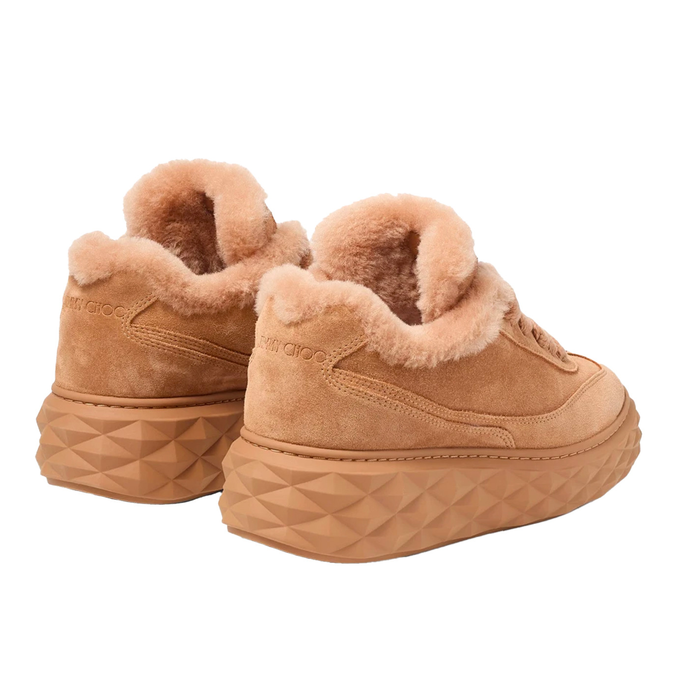 Visuel 5 :  Jimmy Choo Bordeaux | Sneaker Diamond Maxi en shearling toffee | Boutique de chaussures de Luxe Parenthese Bordeaux