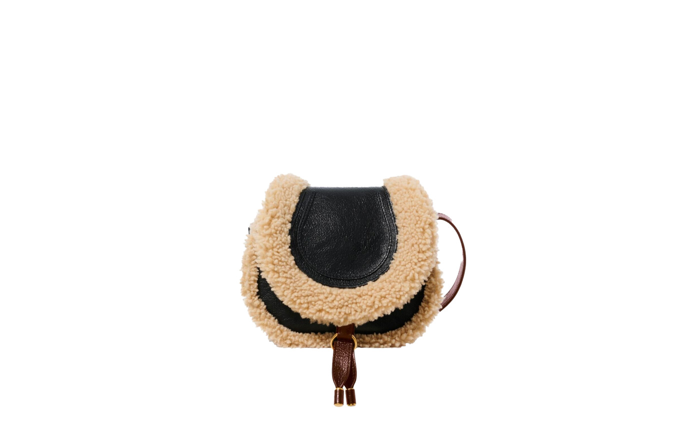 Visuel 1 : Collection Chloé Bordeaux | Besace Marcie Shearling en cuir noir| Boutique Parenthese Bordeaux