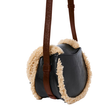 Visuel 5 : Collection Chloé Bordeaux | Besace Marcie Shearling en cuir noir| Boutique Parenthese Bordeaux