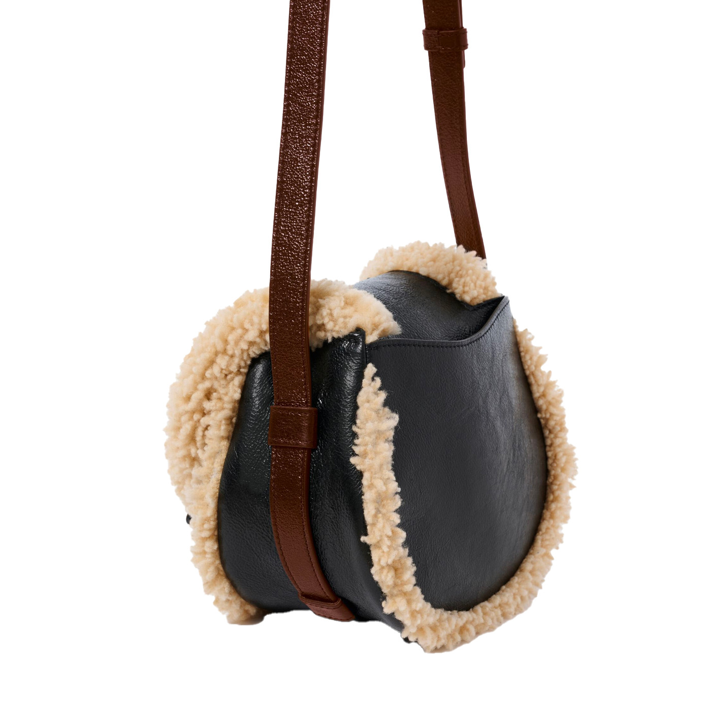 Visuel 5 : Collection Chloé Bordeaux | Besace Marcie Shearling en cuir noir| Boutique Parenthese Bordeaux