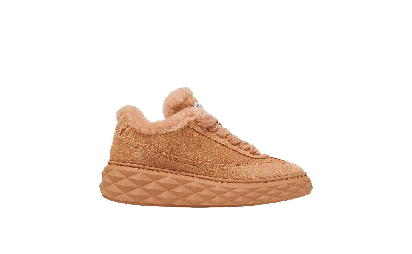 Visuel 1 :  Jimmy Choo Bordeaux | Sneaker Diamond Maxi en shearling toffee | Boutique de chaussures de Luxe Parenthese Bordeaux
