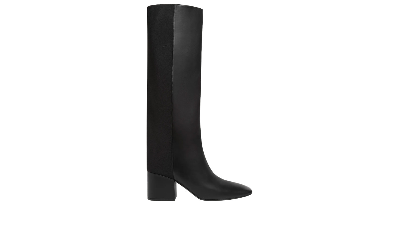 Visuel 1 : Courrèges | Botte Heritage Bi-matière en cuir noir | Boutique Parenthese Bordeaux