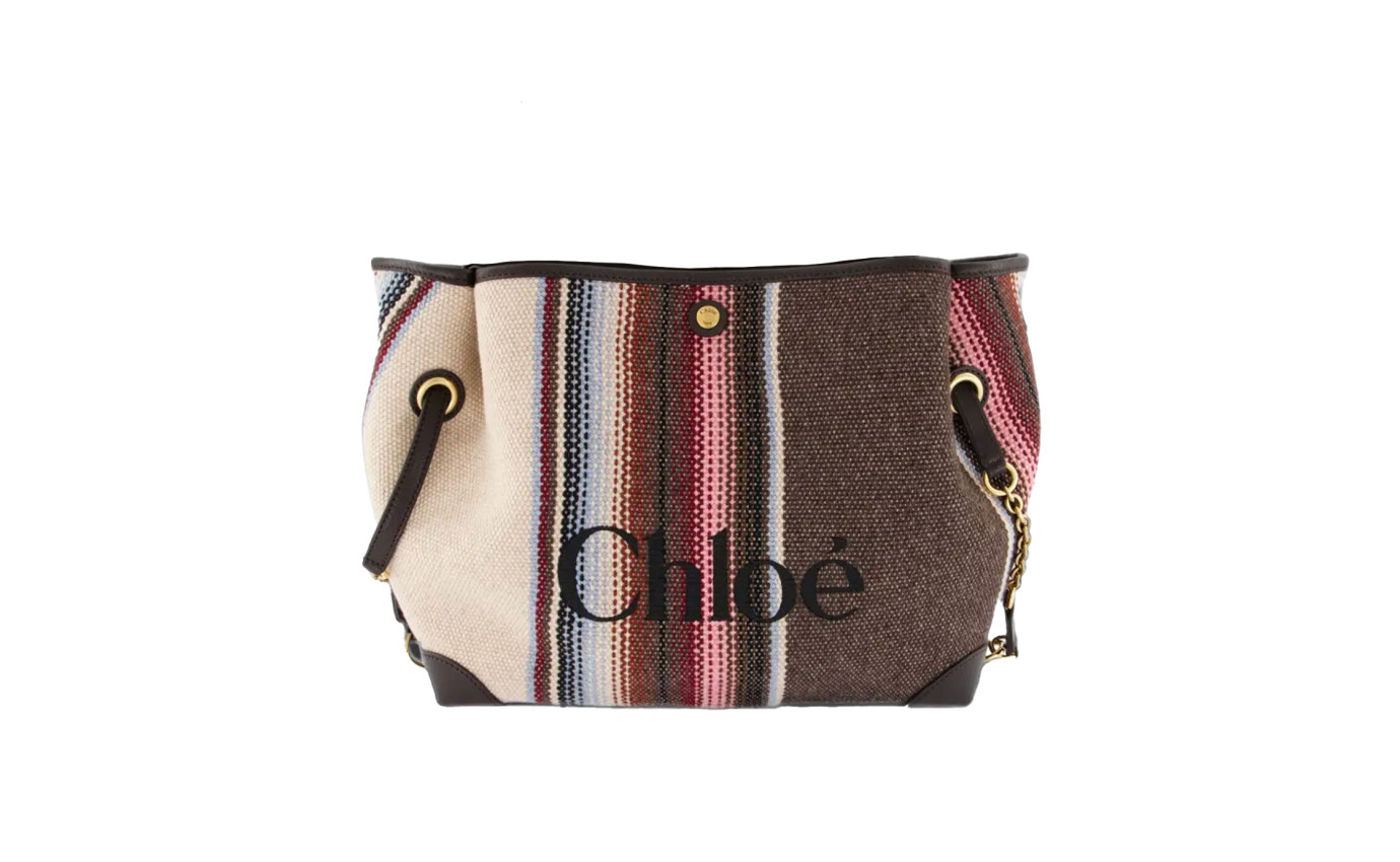 Visuel 1 : Chloé| Cabas Clover en toile et cuir brown | Boutique Parenthese Bordeaux