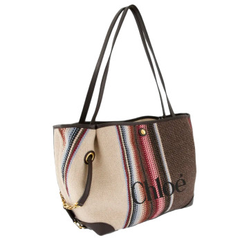 Visuel 4 : Chloé| Cabas Clover en toile et cuir brown | Boutique Parenthese Bordeaux