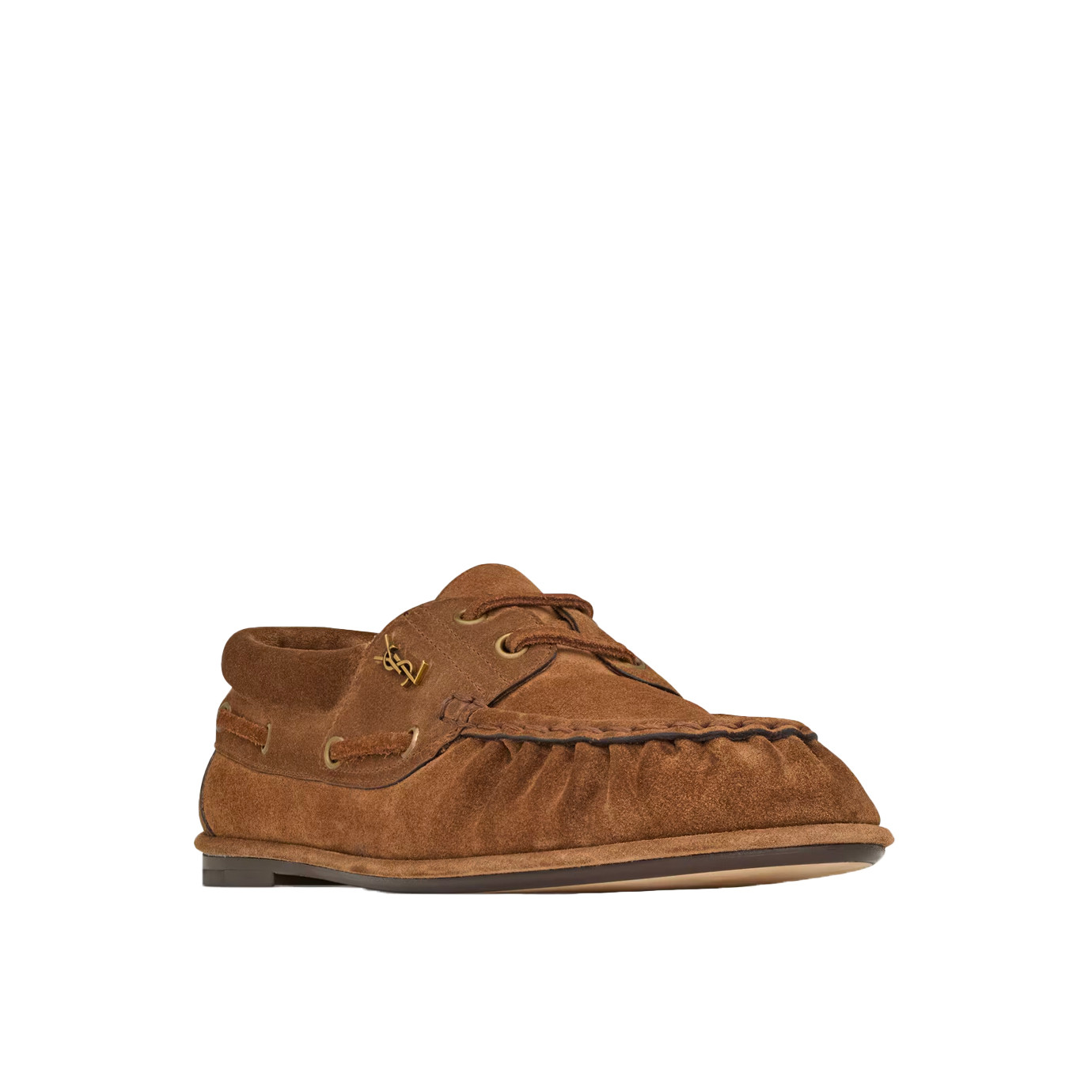 Visuel 3 : Saint Laurent Chaussure | Le loafer Bateau en veau velours camel| Boutique Parenthese Bordeaux
