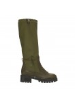 Rain boots en cuir et nylon kaki