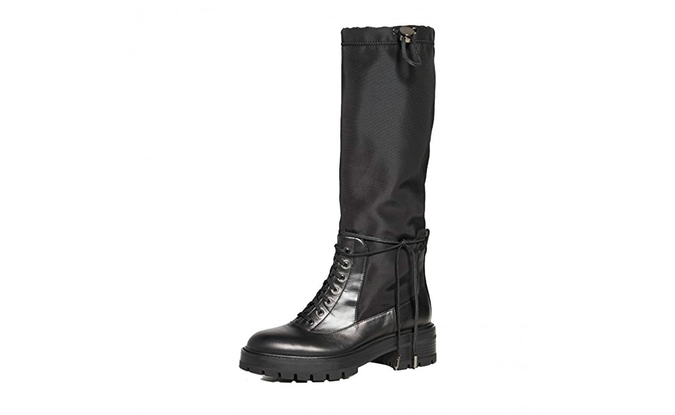 Rain boots en cuir et nylon noir