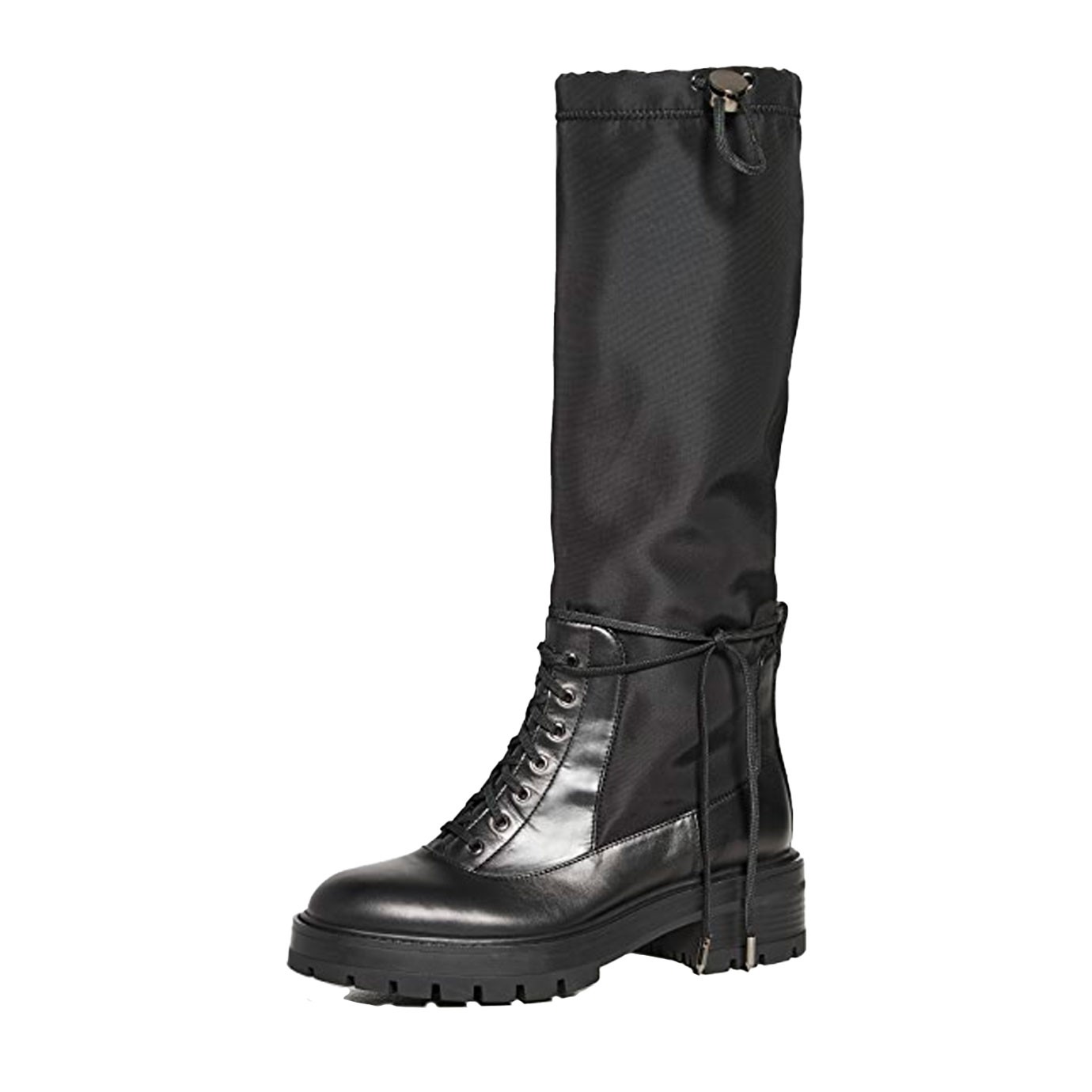 Rain boots en cuir et nylon noir