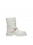Chaussures pour femme de luxe. Combat boot Rockstud cuir et nylon blanc