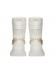 Chaussures pour femme de luxe. Combat boot Rockstud cuir et nylon blanc