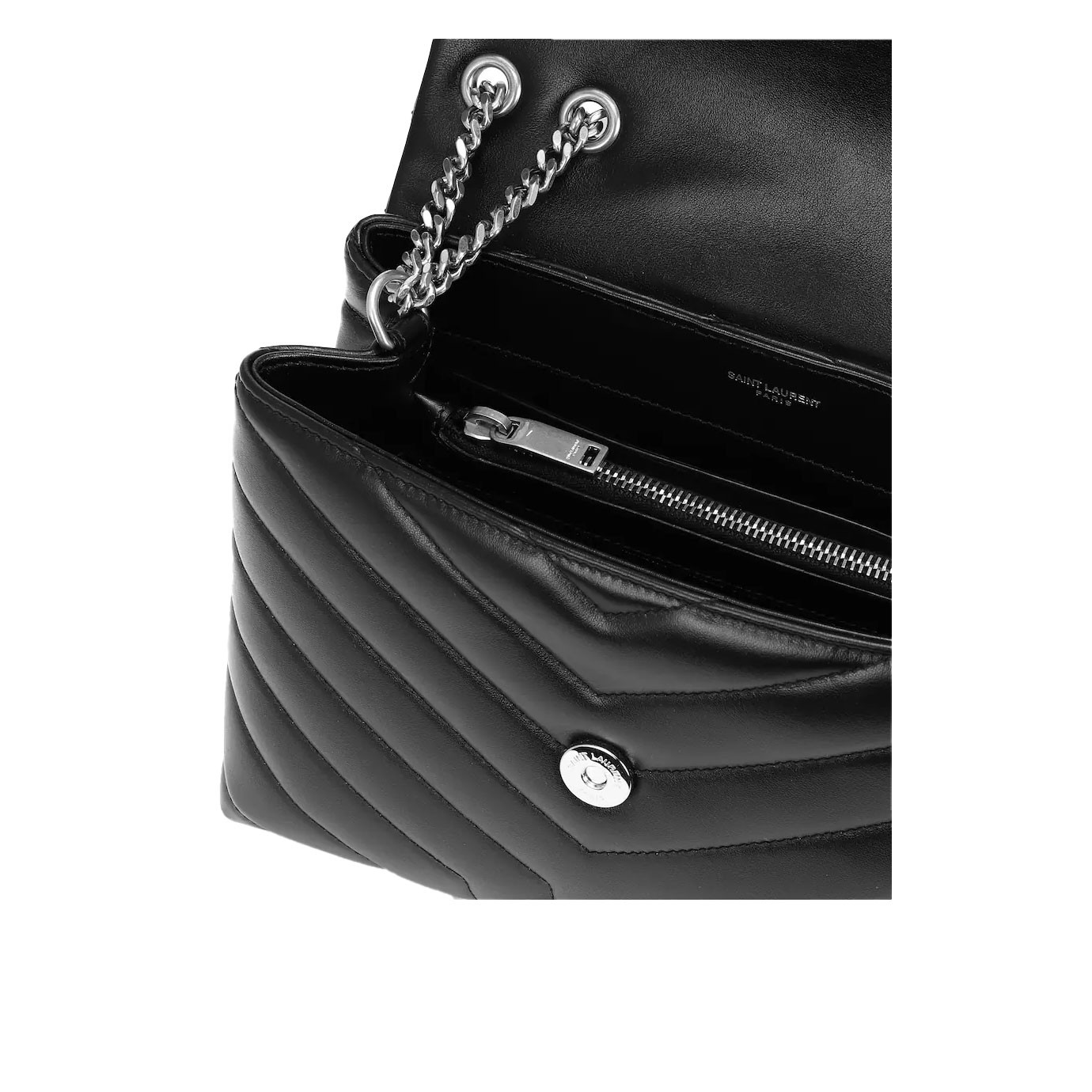 Visuel 3 : Saint Laurent| Sac Loulou Small Noir Argent | Boutique Parenthese