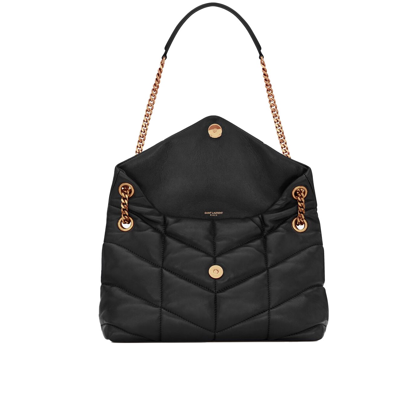 Visuel 3 : Collection Saint Laurent Bordeaux | Sac Loulou Puffer noir et or| Boutique de sac de Luxe Parenthese Bordeaux