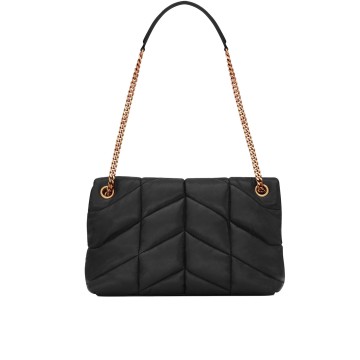 Visuel 2 : Collection Saint Laurent Bordeaux | Sac Loulou Puffer noir et or| Boutique de sac de Luxe Parenthese Bordeaux