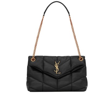 Visuel 1 : Collection Saint Laurent Bordeaux | Sac Loulou Puffer noir et or| Boutique de sac de Luxe Parenthese Bordeaux