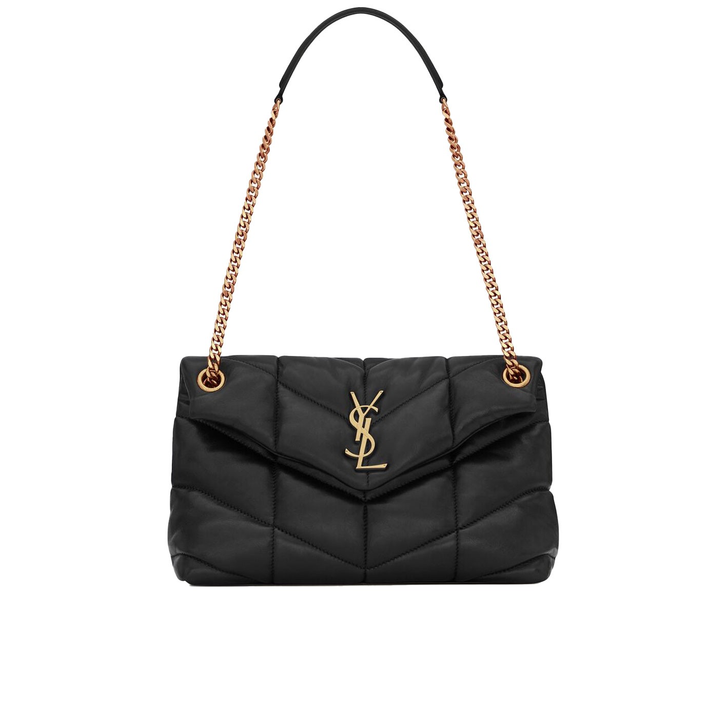 Visuel 1 : Collection Saint Laurent Bordeaux | Sac Loulou Puffer noir et or| Boutique de sac de Luxe Parenthese Bordeaux